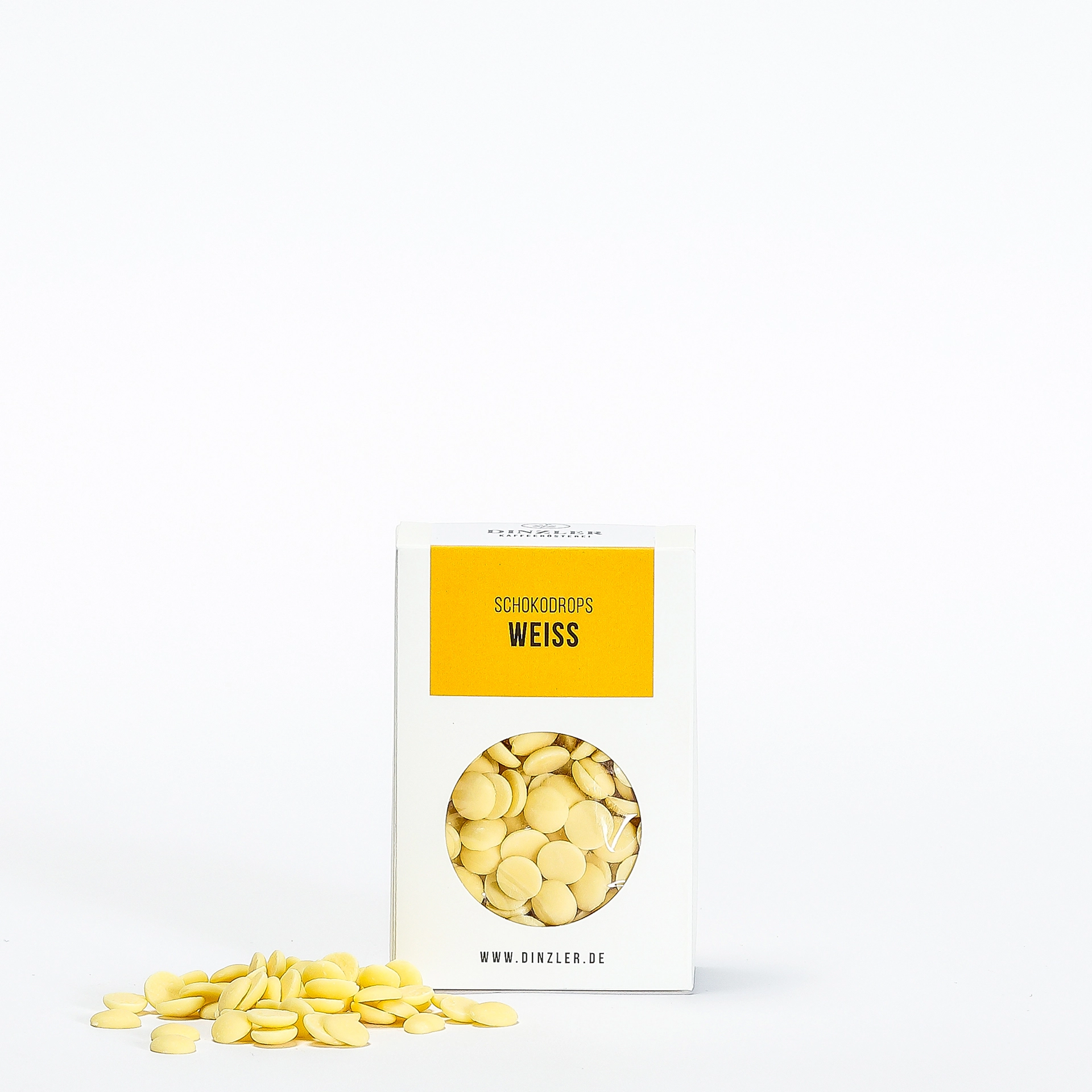 Produktbild DINZLER Trinkschokodrops weiß 250g