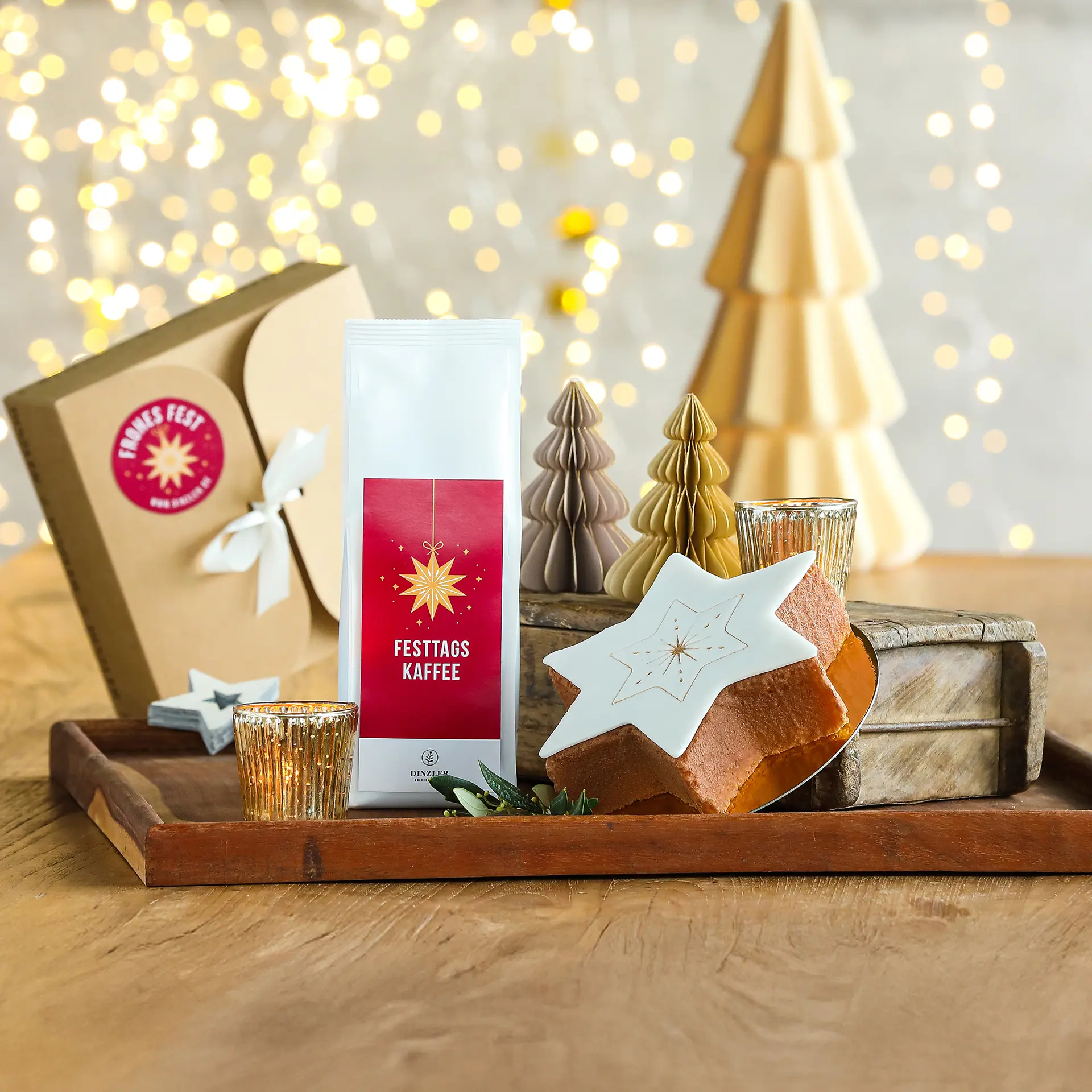 Produktbild DINZLER Geschenkbox  – Goldene Weihnacht| DINZLER Kaffeerösterei